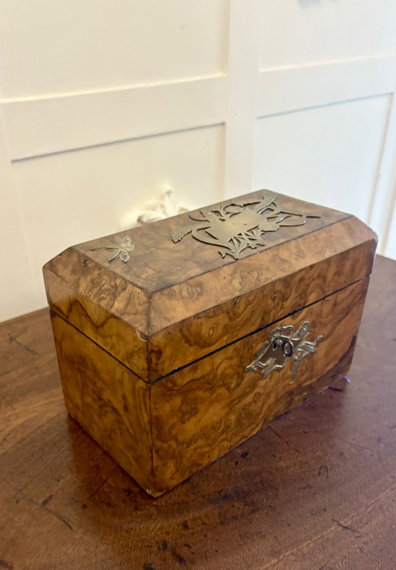 Outstanding Quality Antique Victorian Burr Walnut Tea Caddy - Image 4